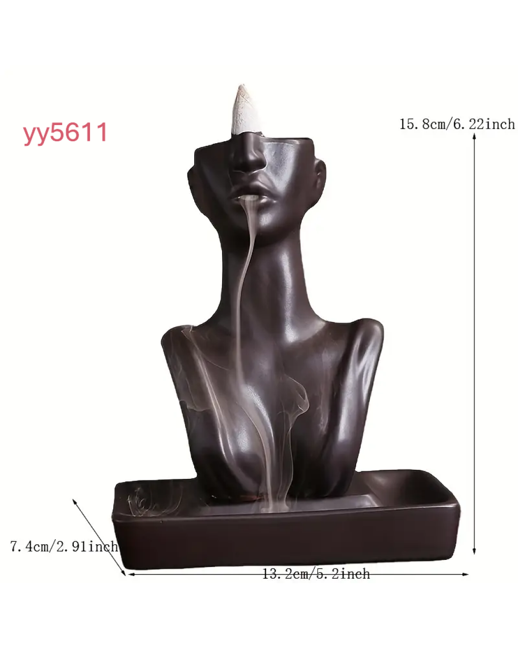 YY5611 Kadın Heykeli Geri Akış Tütsülük Silikon Kalıp – Zarif ve Estetik Dekoratif Hediye!